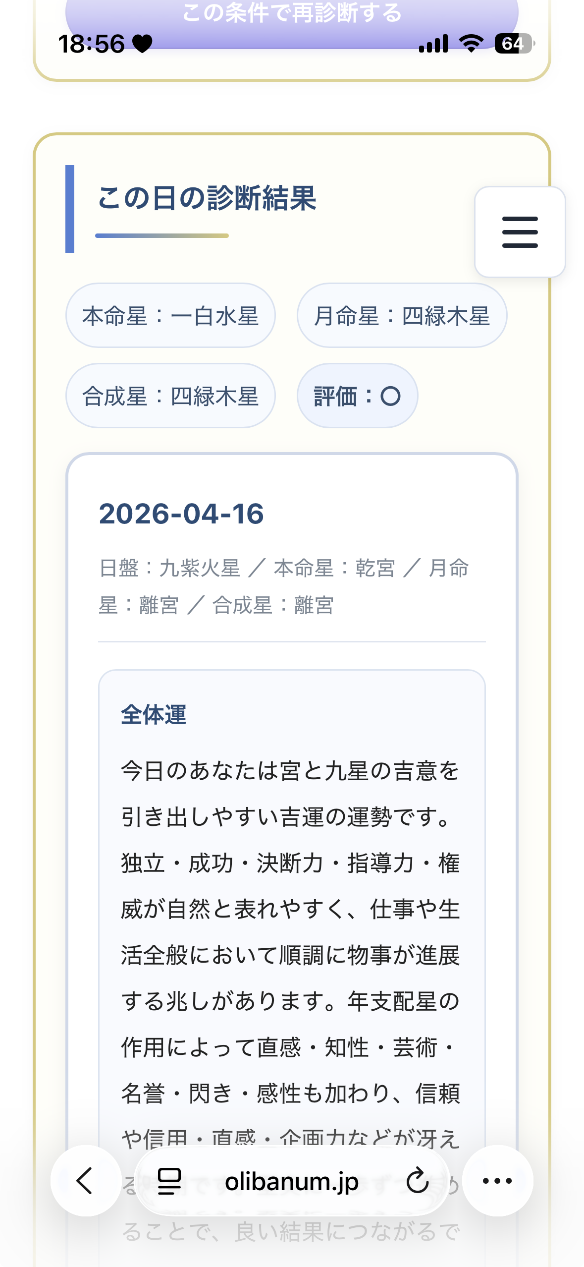 1日の運勢のイメージ