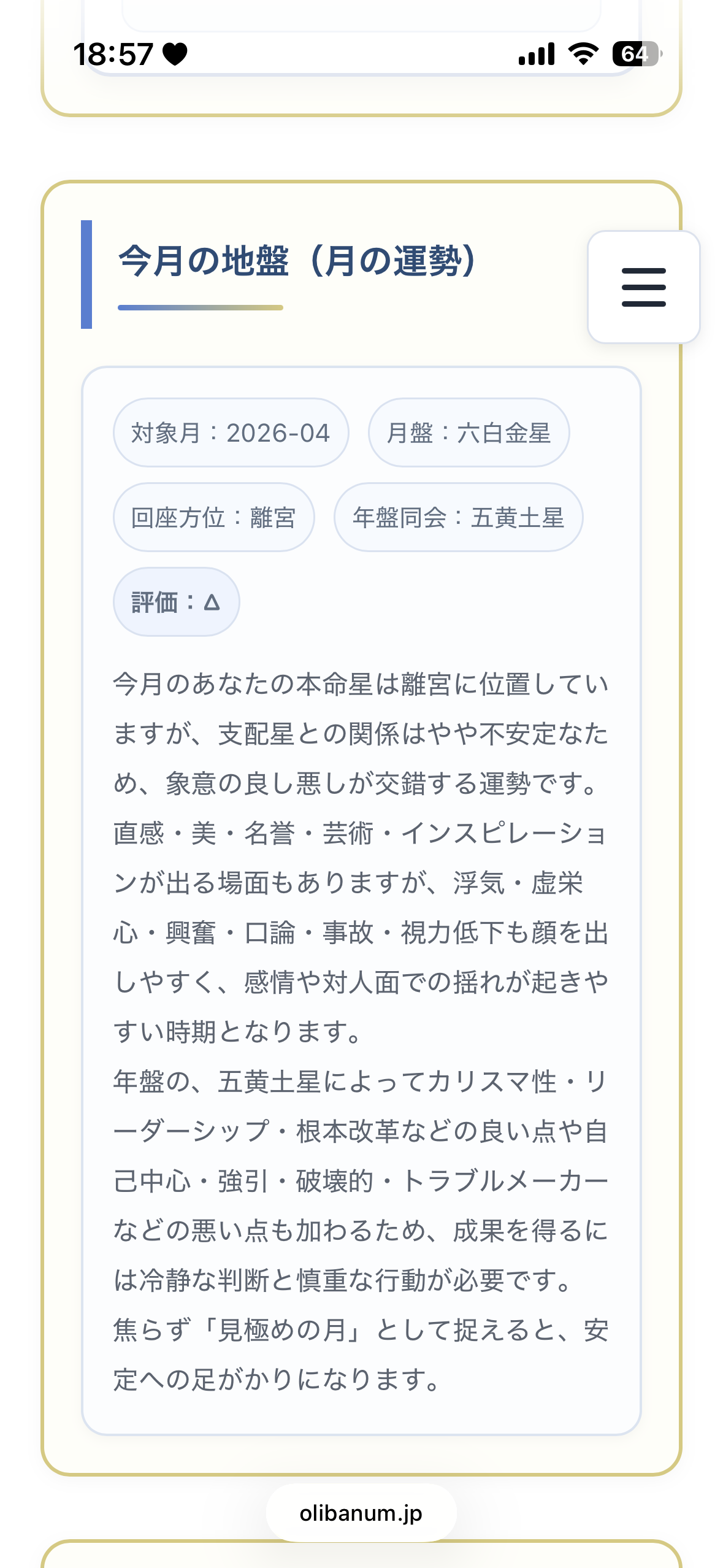 1ヶ月の恋愛運のイメージ