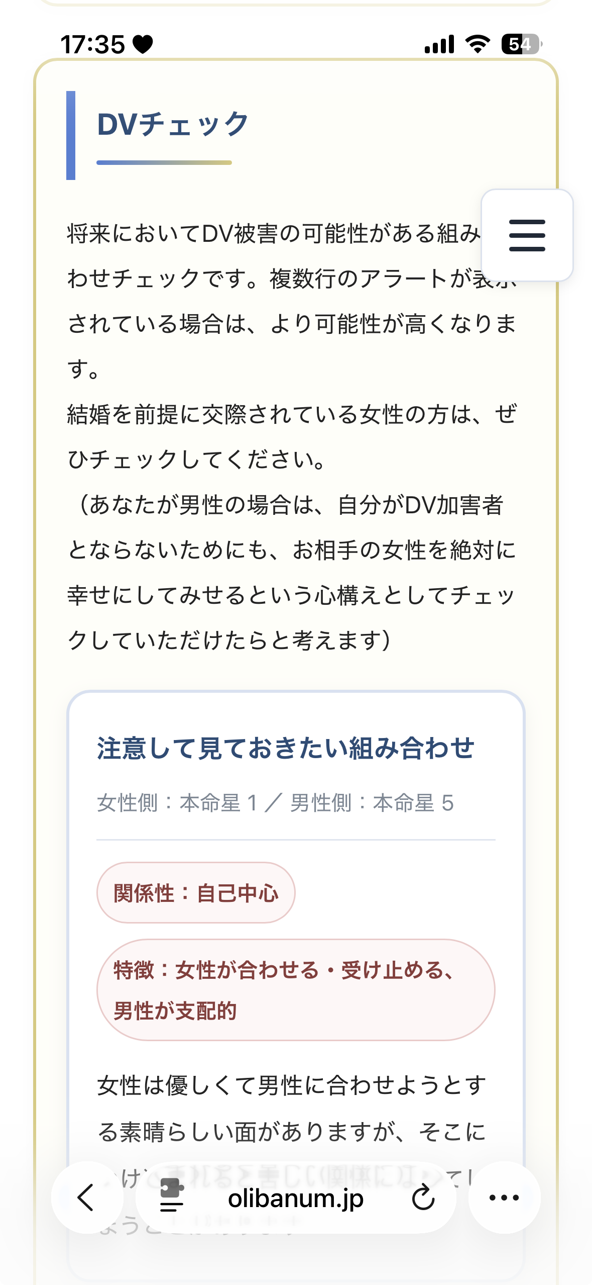 DVチェックの内容のイメージ
