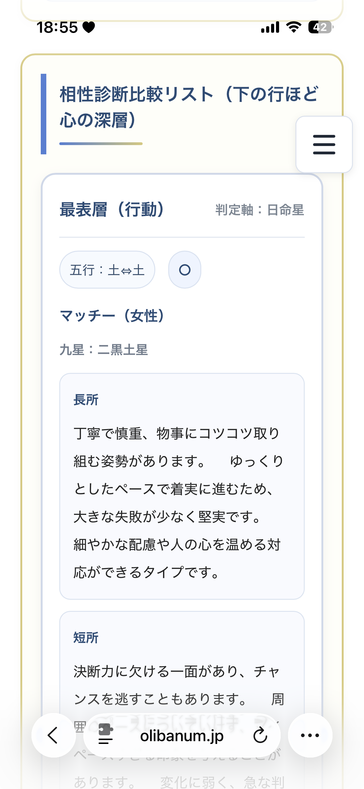 相性診断の内容のイメージ